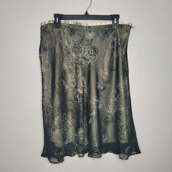 Vintage y2k black floral overlay whimsigoth witchy Stevie Nicks skirt size 14 - Picture 1 of 6